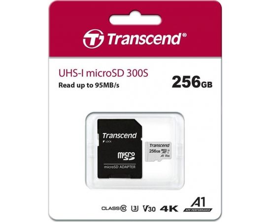 Transcend microSDXC USD300S 256GB CL10 UHS-I U3 Up to 95MB/S with adapter