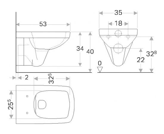 Geberit Selnova sienas WC Rimfree, kvadrātveida