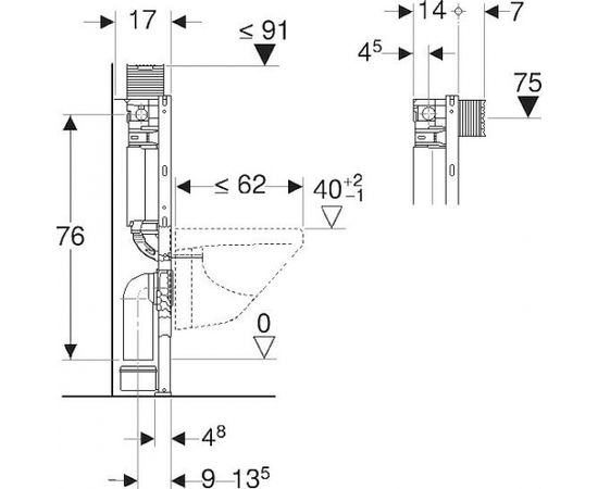 Geberit Duofix Omega WC rāmis H 82cm