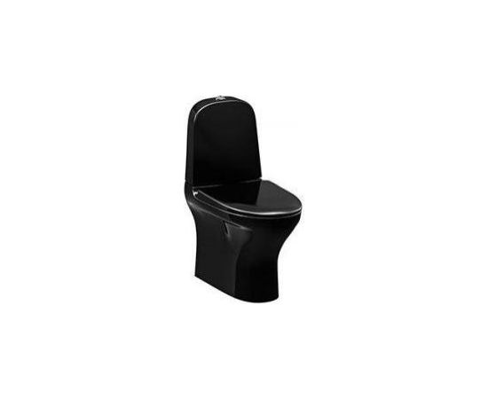 Gustavsberg Estetic 8300 WC  s horizontāls, ar Soft-Close vāku, CeramicPlus, Hygenic Flush, Melns, 4/2 l nosaklošana