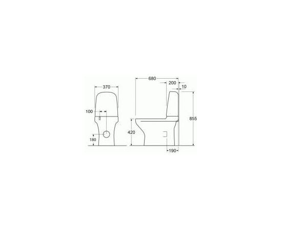 Gustavsberg Estetic 8300 WC  s horizontāls, ar Soft-Close vāku, CeramicPlus, Hygenic Flush, Melns, 4/2 l nosaklošana