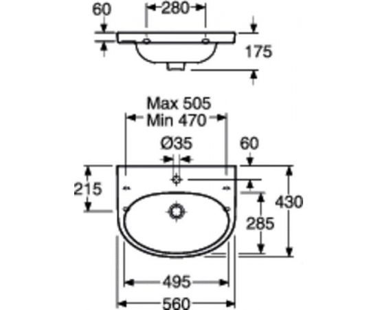 Gustavsberg Nautic 5556 izlietne 56x43cm, CeramicPlus Vannas istabas izlietnes