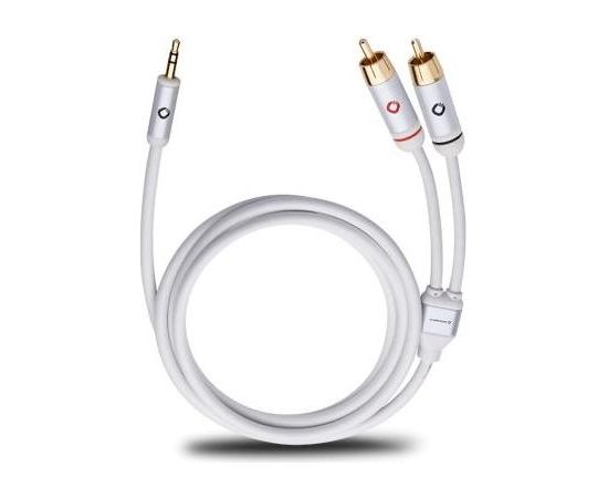 OEHLBACH Art. No. 60001 White I-CONNECT J-35/R MOBILE AUDIO CABLE, 3.5 MM AUDIO JACK TO RCA PHONO 1.5m Art. No. 60001