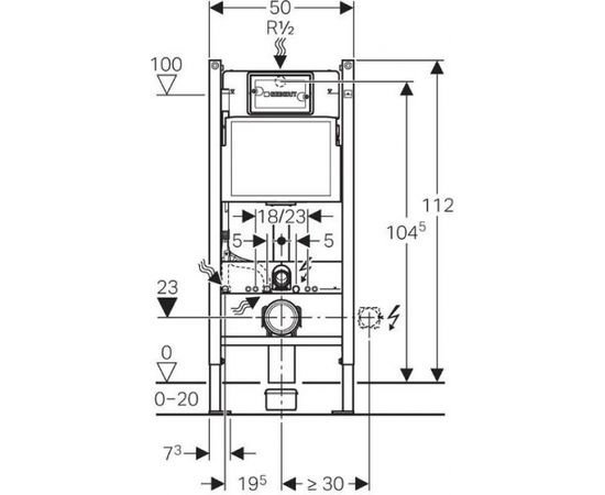 Geberit Delta WC rāmis, H 112 cm