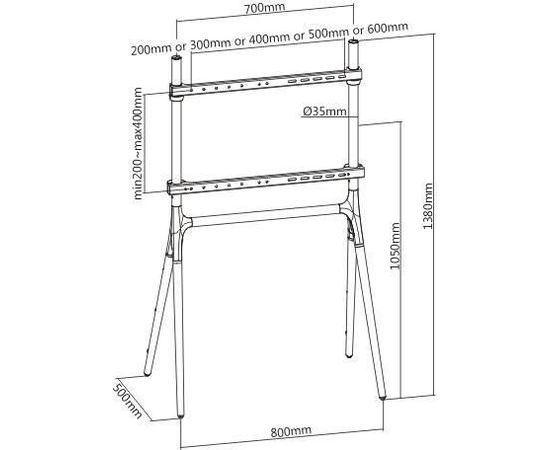 Techly Floor stand for TV LCD/LED/Plasma 49''-70'' 40kg VESA black/brown