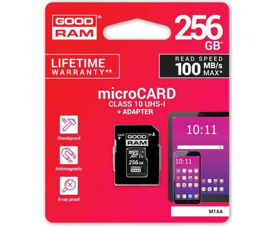 GOODRAM memory card Micro SDXC 256GB Class 10 UHS-I + Adapter