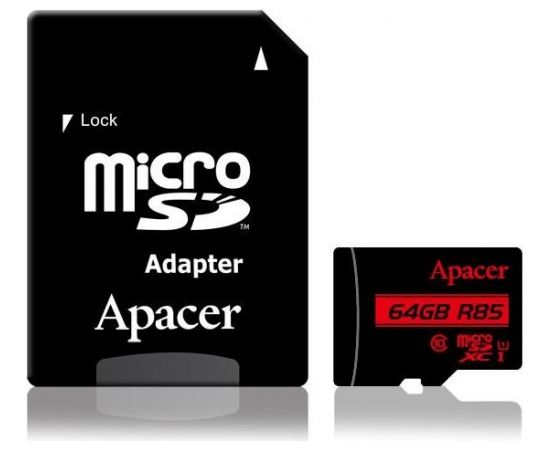 Apacer memory card Micro SDXC 64GB Class 10 UHS-I (up to 85MB/s) +adapter