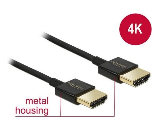 Delock Cable High Speed HDMI with Ethernet A male > A male 3D 4K 1m Slim