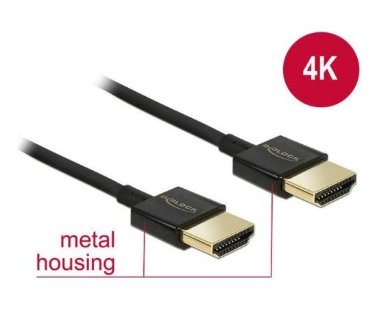 Delock Cable High Speed HDMI with Ethernet A male > A male 3D 4K 2m Slim