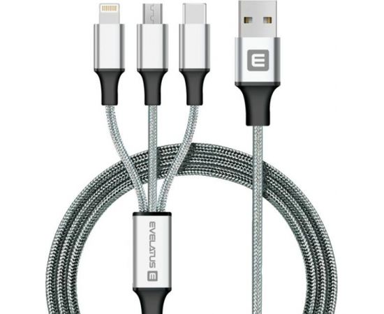 Evelatus Data cable 3in1 (Ligtning, Type C, Micro USB ) LTM01  Silver