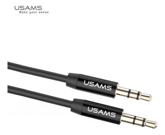 Usams YP-01 Премиум качества Аудио Кабель Aux гнезда 3.5mm папа на 3.5mm папа 1м Черный