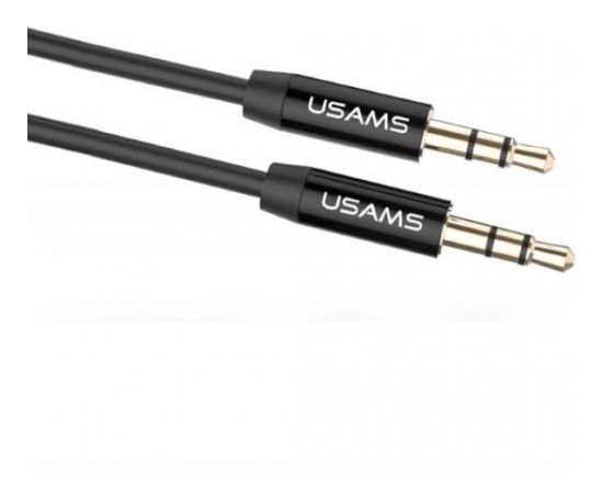 Usams YP-01 Premium audio elastīgs vads Aux Ligzdas 3.5mm spraudnis uz 3.5mm spraudni 1m Melns