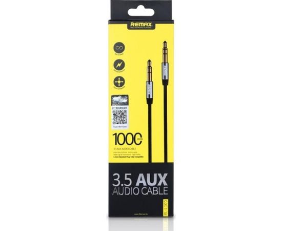 Remax L100 3.5mm AUX spraudnis uz 3.5mm spraudnis Audio pretsapīšanās Kabelis 1.0m Melns