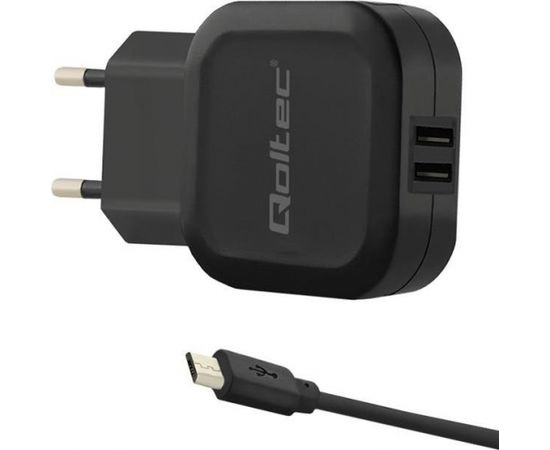 Qoltec AC adapter | 12W | 5V | 2.4A | 2xUSB+MicroUSB