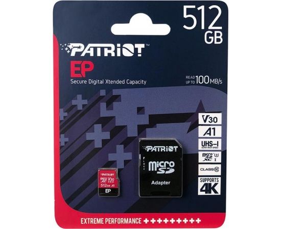 Patriot EP Series 512GB MICRO SDXC V30, up to 100MB/s