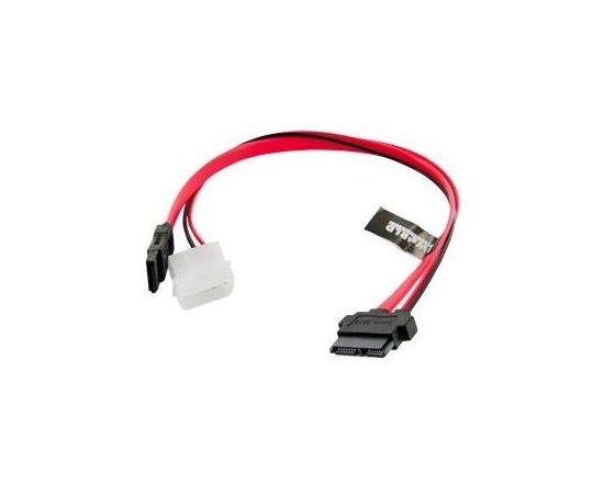 4World 5x HDD Cable | SATA 3 | 13pin Slimline SATA (F)-7pin SATA (F)& LP4 | 30cm