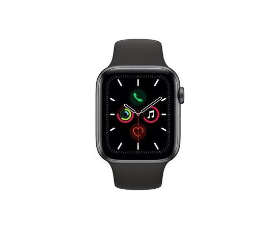 Apple Watch Series 5 GPS, 44mm Space Gray Aluminum Case with Black Sport Band - S/M & M/L