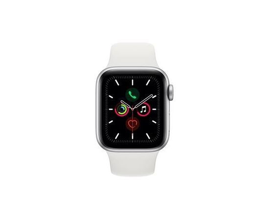 Apple Watch Series 5 GPS, 40mm Silver Aluminum Case with White Sport Band - S/M & M/L