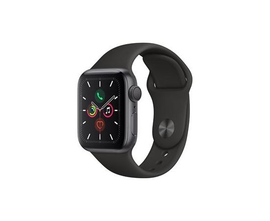 Apple Watch Series 5 GPS, 40mm Space Gray Aluminum Case with Black Sport Band - S/M & M/L