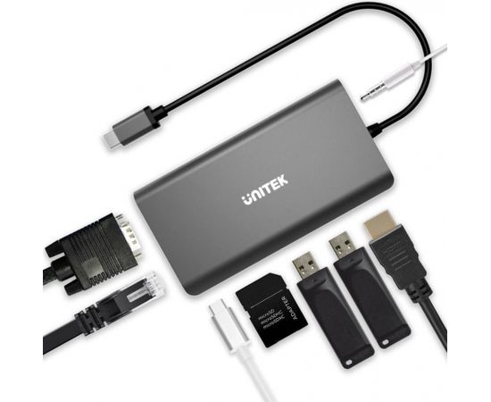 Unitek HUB 8w1 USB3.1 Typ-C With Power Delivery 100W, D1019A
