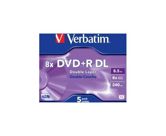 Matricas DVD+R DL Verbatim 8.5GB Double Layer 8x AZO 5 Pack Jewel