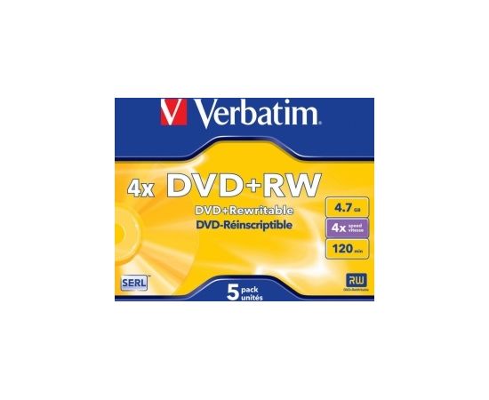 Matricas DVD+RW SERL Verbatim 4.7GB 4x 5 Pack Jewel