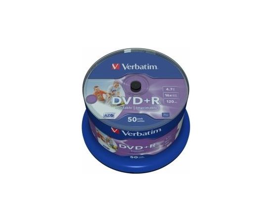 Matricas DVD+R AZO Verbatim 4.7GB 16x Wide Printable non ID, 50 Pack Spindle