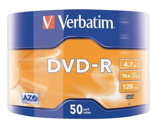 DVD-R Verbatim [ wrap 50 | 4.7GB | 16x | Matt Silver | AZO