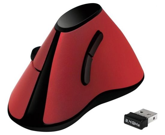 LOGILINK -  Ergonomic vertical mouse, wireless 2.4 GHz, red