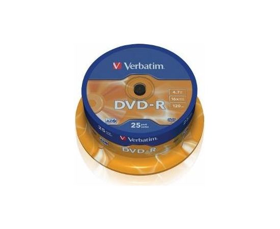 DVD-R Verbatim [ 25pcs, 4.7GB, 16x, spindle, matte silver ]