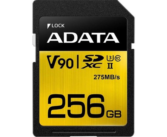 A-data ADATA 256GB Premier ONE SDXC V90 UHS-II U3 Class 10, R/W up to 275/155 MB/s (Ir veikalā)