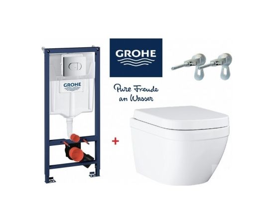 Grohe komplekts -  s EuroCeramic ar vāku SC, rāmis + taustiņš Arena Cosmo, stiprinājumi