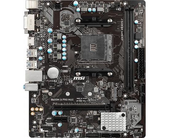 MSI B450M-A PRO MAX, AM4,2 x DDR4, 1 x PCI-Ex16, 1 x M.2 slot, 4 x SATA 6Gb/s