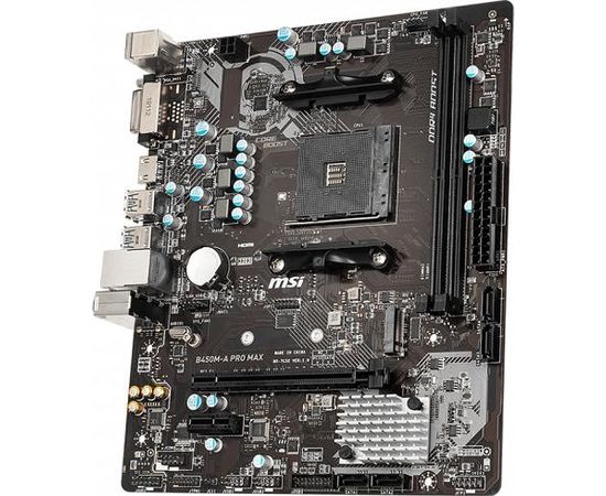 MSI B450M-A PRO MAX, AM4,2 x DDR4, 1 x PCI-Ex16, 1 x M.2 slot, 4 x SATA 6Gb/s