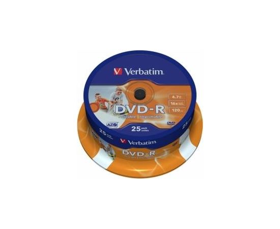 Matricas DVD-R AZO Verbatim 4.7GB 16x Wide Printable ID Brand 25 Pack Spindle