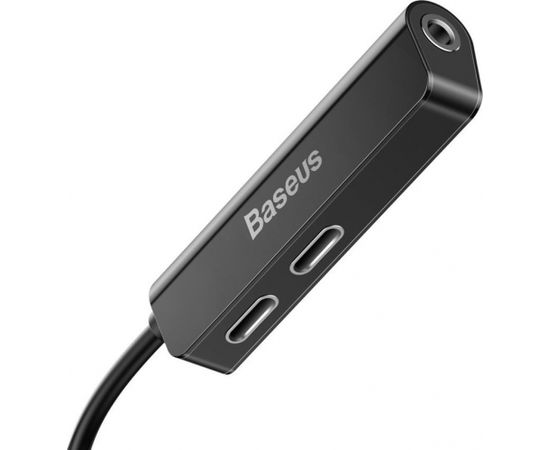Baseus L52 (3 in 1) Lightning Аудио Адаптер и зарядка для iPhone Черный