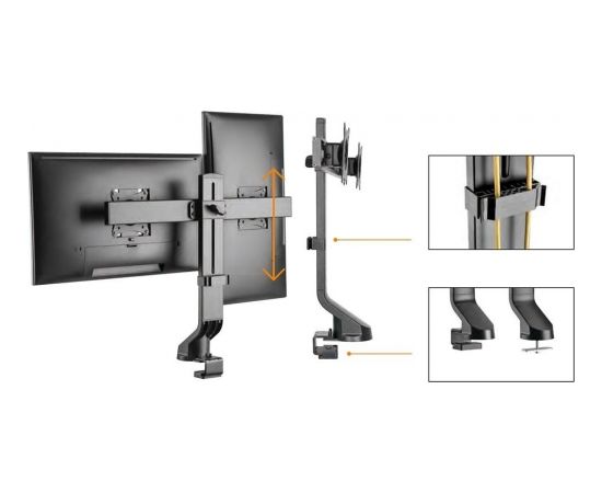 Maclean MC-854 Holder for two monitors double 17 ''-27'' 14kg VESA 75x75 100x100