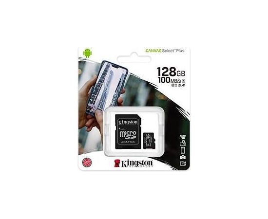 Kingston 128GB micSDXC Canvas Select Plus 100R A1 C10 Card + ADP