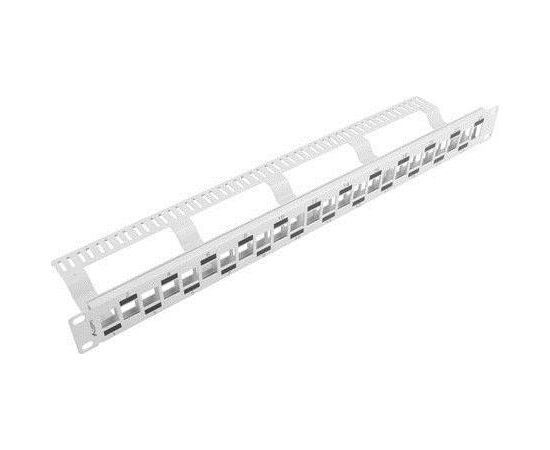 Lanberg keystone Patch Panel Blank 24 port Staggeged 1U with Organizer, grey