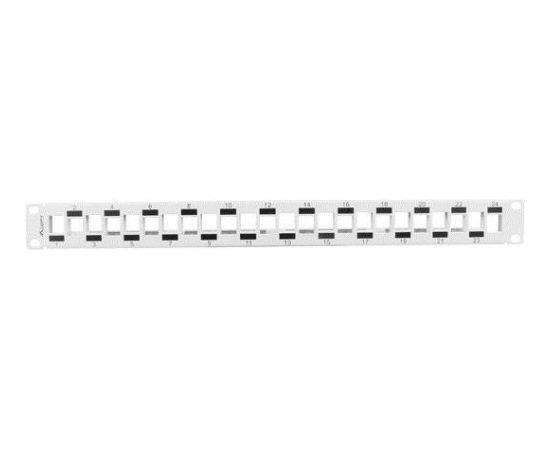 Lanberg keystone Patch Panel Blank 24 port Staggeged 1U with Organizer, grey