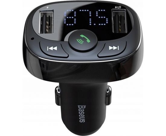 Baseus T-Typed CCTM-01 Автомобильный FM Трансмиттер 3.4A / USB Flash / SD / Bluetooth 4.2 Черный