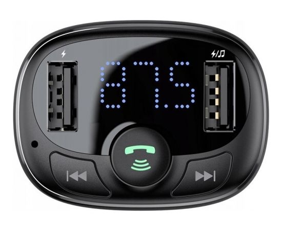 Baseus T-Typed CCTM-01 FM Auto Transmitter 3.4A / USB Flash / SD / Bluetooth 4.2 Melns