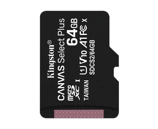 Kingston 64GB micSDXC Canvas Select Plus 100R A1 C10 Single Pack w/o ADP
