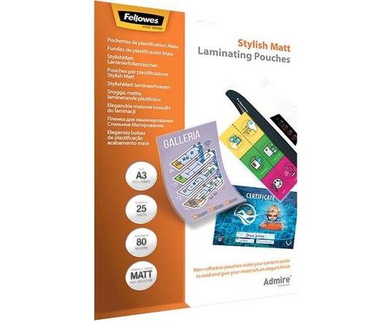 LAMINATOR POUCH STYLISH MATT/A3 80 25PCS 5602201 FELLOWES