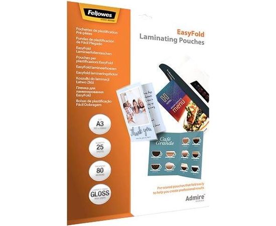 LAMINATOR POUCH EASYFOLD/A3 80 25PCS 5602001 FELLOWES