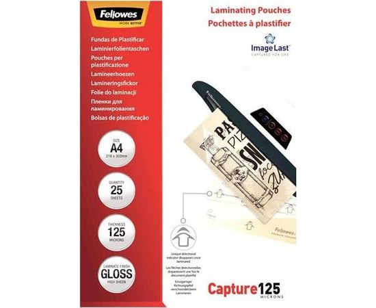 LAMINATOR POUCH GLOSSY/A4 125 25PCS 5396301 FELLOWES