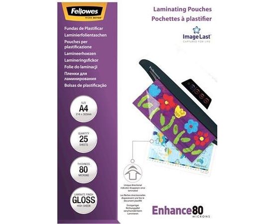 LAMINATOR POUCH IMAGELAST/A4 80 25PCS 5396205 FELLOWES