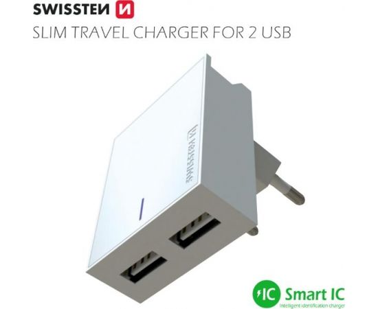 Swissten Premium Tīkla Lādētājs USB 3А / 15W Balts