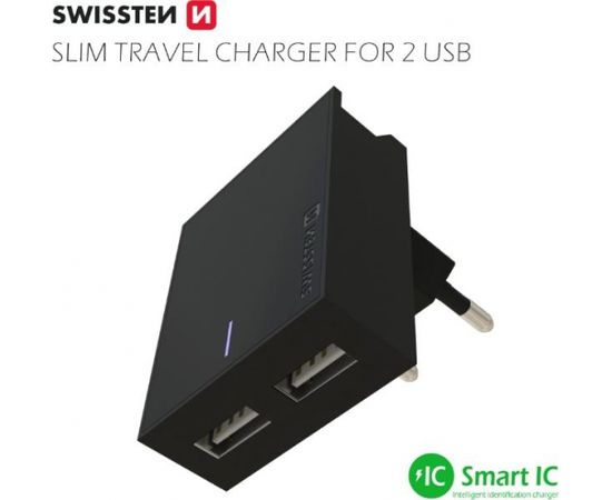 Swissten Premium Tīkla Lādētājs USB 3А / 15W Melns