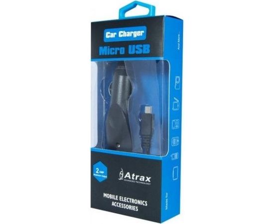 ATX Platinum Премиум Автомобильная зарядка 12 / 24V / 2A + Провод Micro USB Черная (Blue Blister)